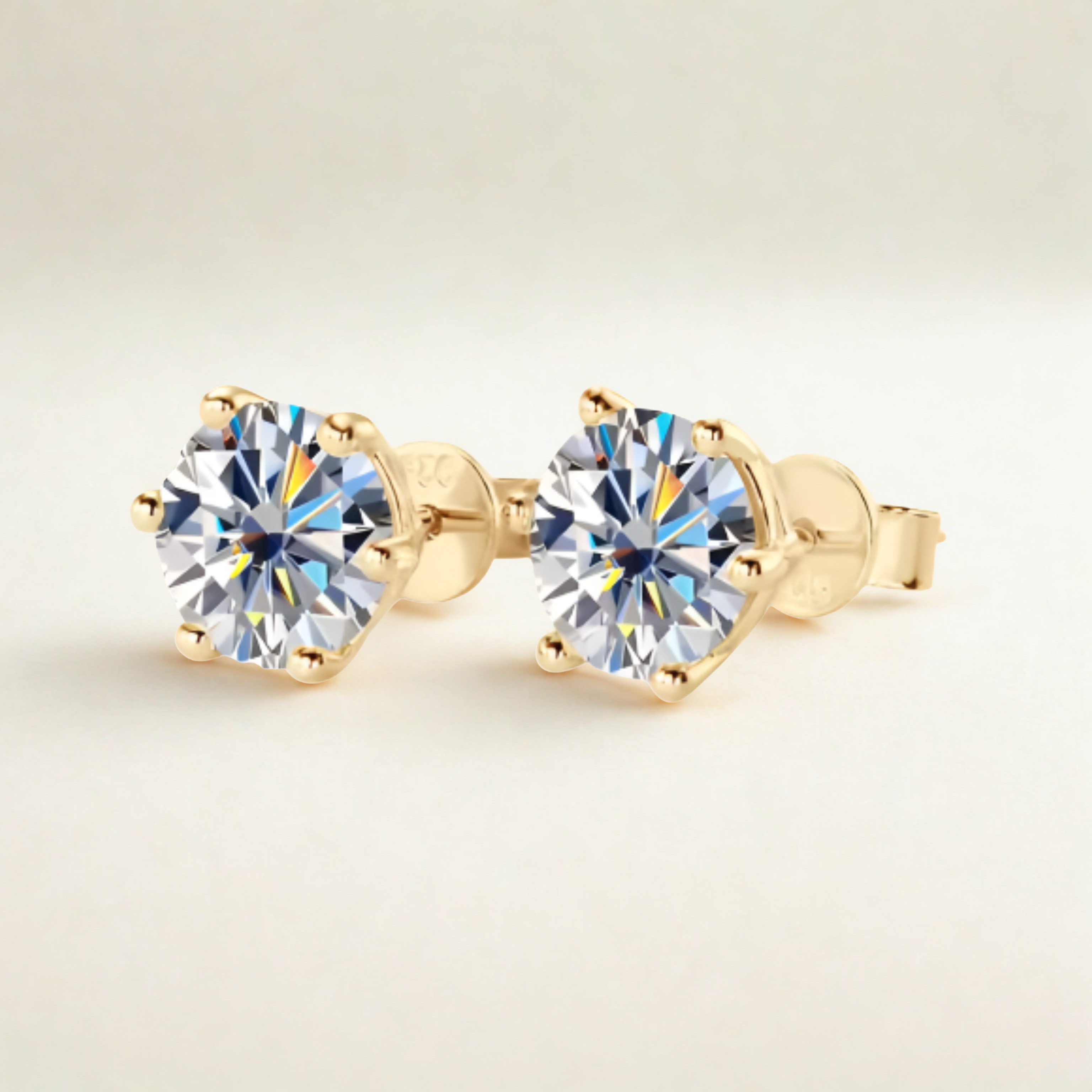 925 Silver 8MM 2CT Moissanite Stud Diamond Earrings
