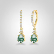 925 Silver Green Moss Agate Dangling Earrings