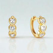 925 Silver Heart Zircon Hoop Earrings