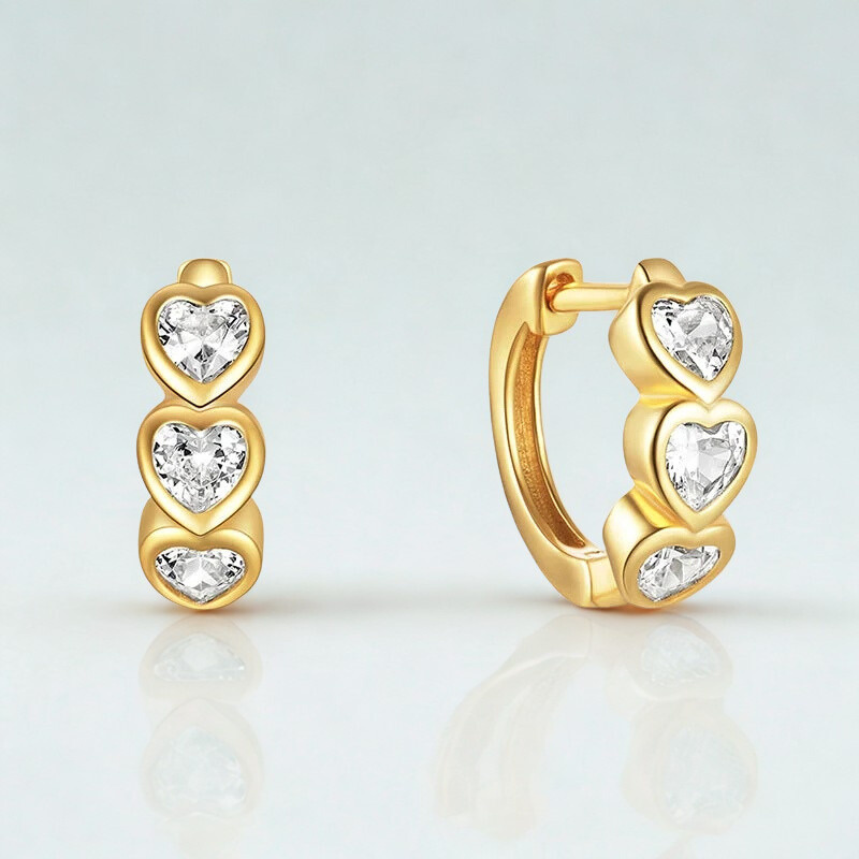 925 Silver Heart Zircon Hoop Earrings