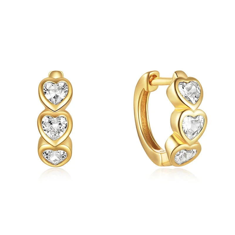 925 Silver Heart Zircon Hoop Earrings