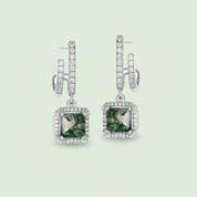 925 Silver Moss Agate Earrings