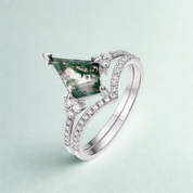 925 Silver Moss Agate Ring