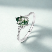 925 Silver Moss Agate ring