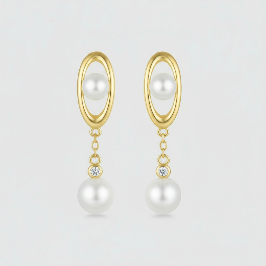 925 Silver Pearl Tassel Drop Earrings
