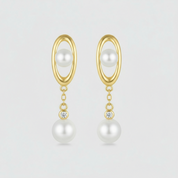 925 Silver Pearl Tassel Drop Earrings
