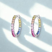 925 Silver Rainbow Colorful Zicron Earrings