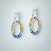 925 Silver Rainbow Colorful Zicron Earrings