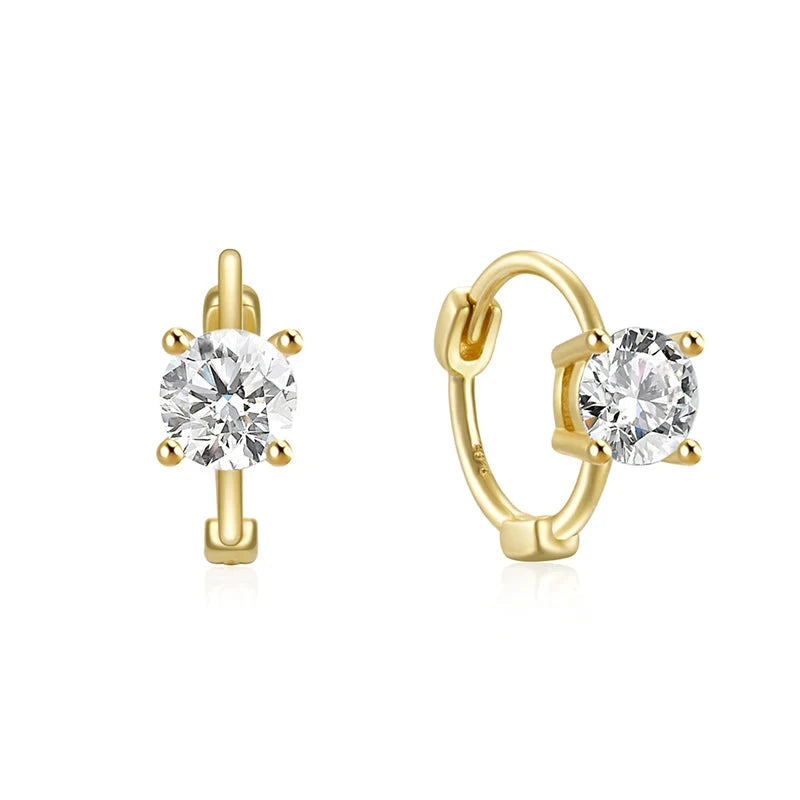 925 Silver Simple Zircon Hoop Earrings