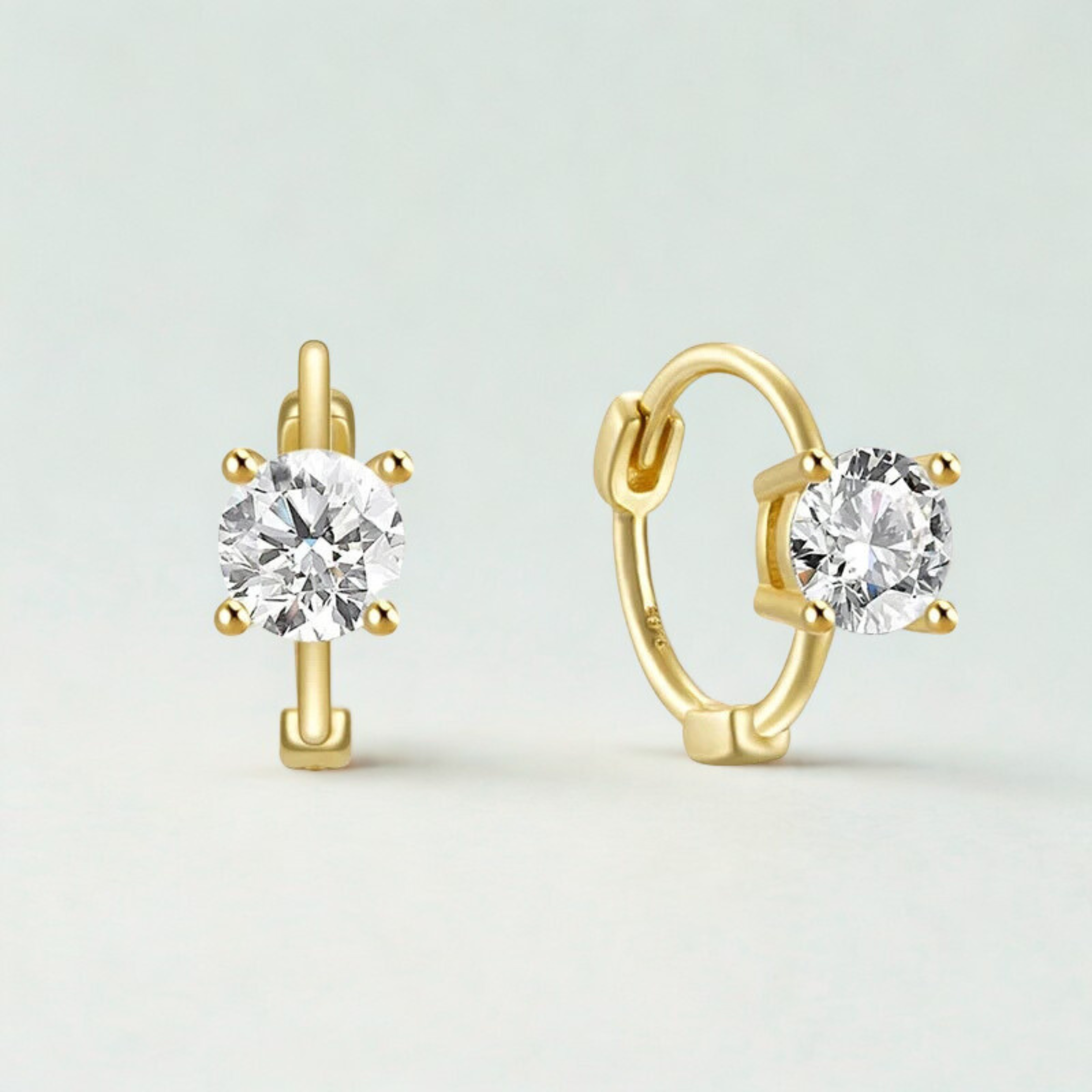 925 Silver Simple Zircon Hoop Earrings