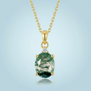925 Sliver Green Moss Agate Necklace