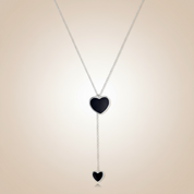 925 Sterling Silver Black Heart Necklace