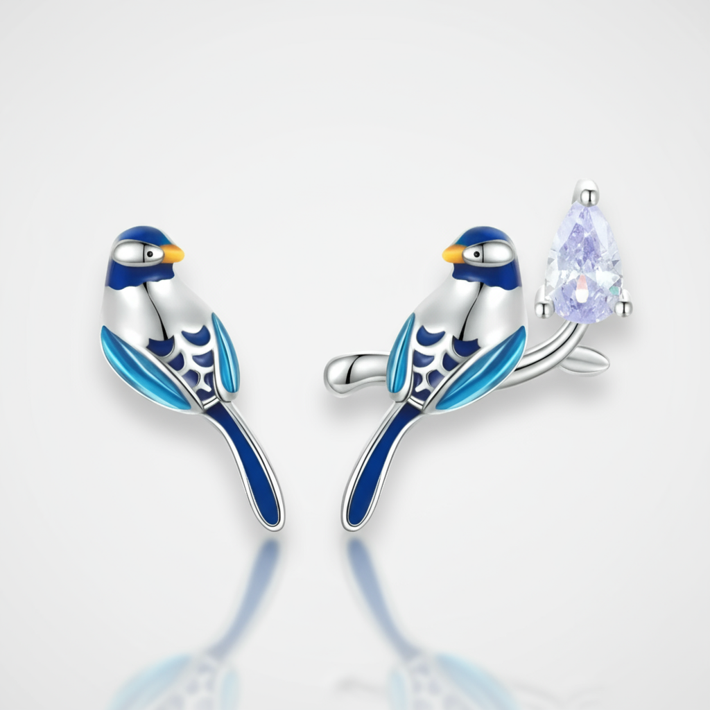 925 Sterling Silver Dainty Birds Earrings