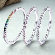 925 Sterling Silver Diamond Stackable Ring