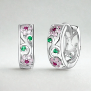 925 Sterling Silver Flower Hoop Earrings