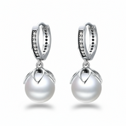 925 Sterling Silver Flower Pearl Earrings
