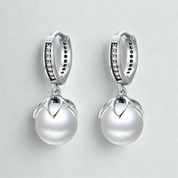925 Sterling Silver Flower Pearl Earrings