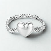 925 Sterling Silver Heart-shaped Chain Ring