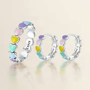 925 Sterling Silver Heart Earrings Ring Set