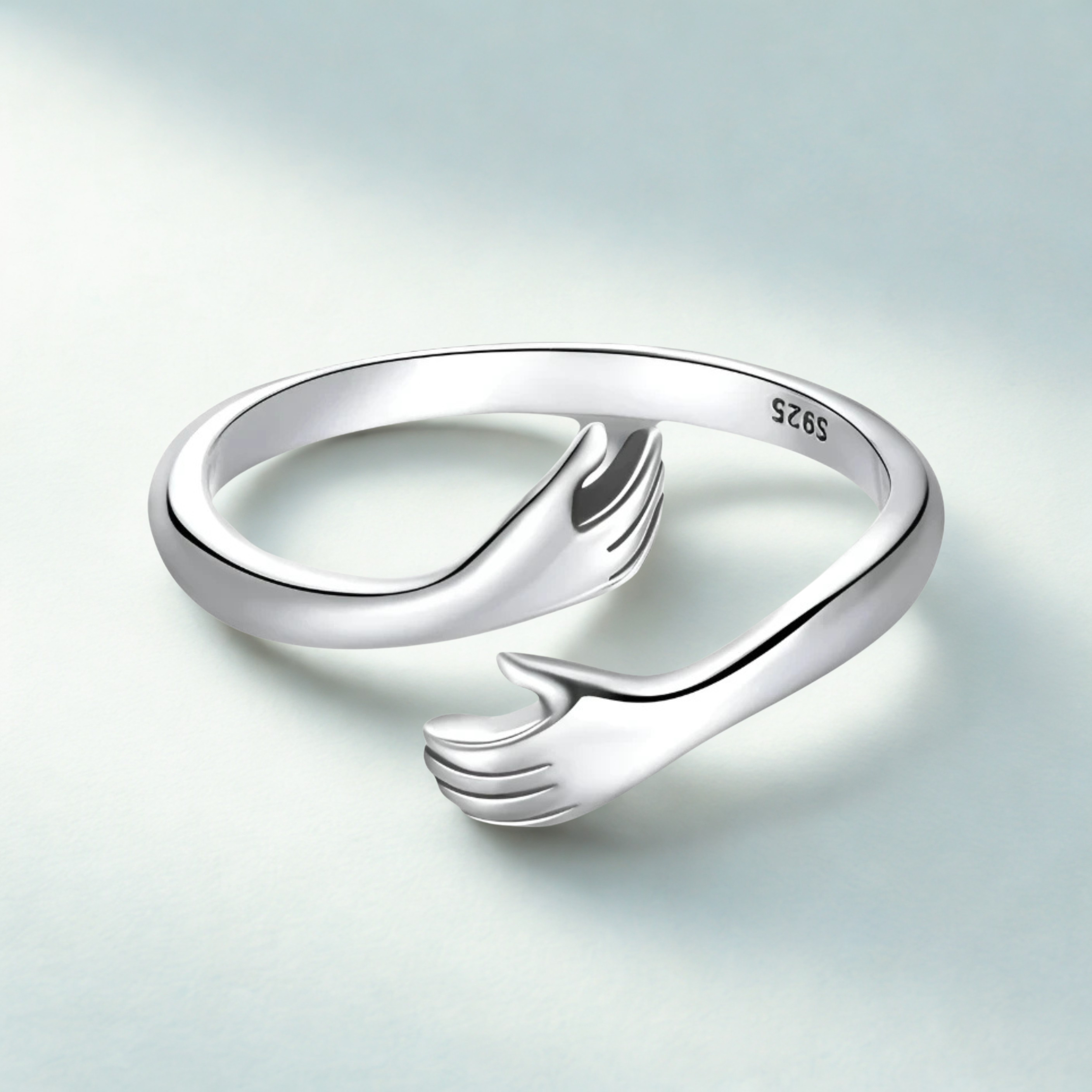 925 Sterling Silver Hug Hand Ring
