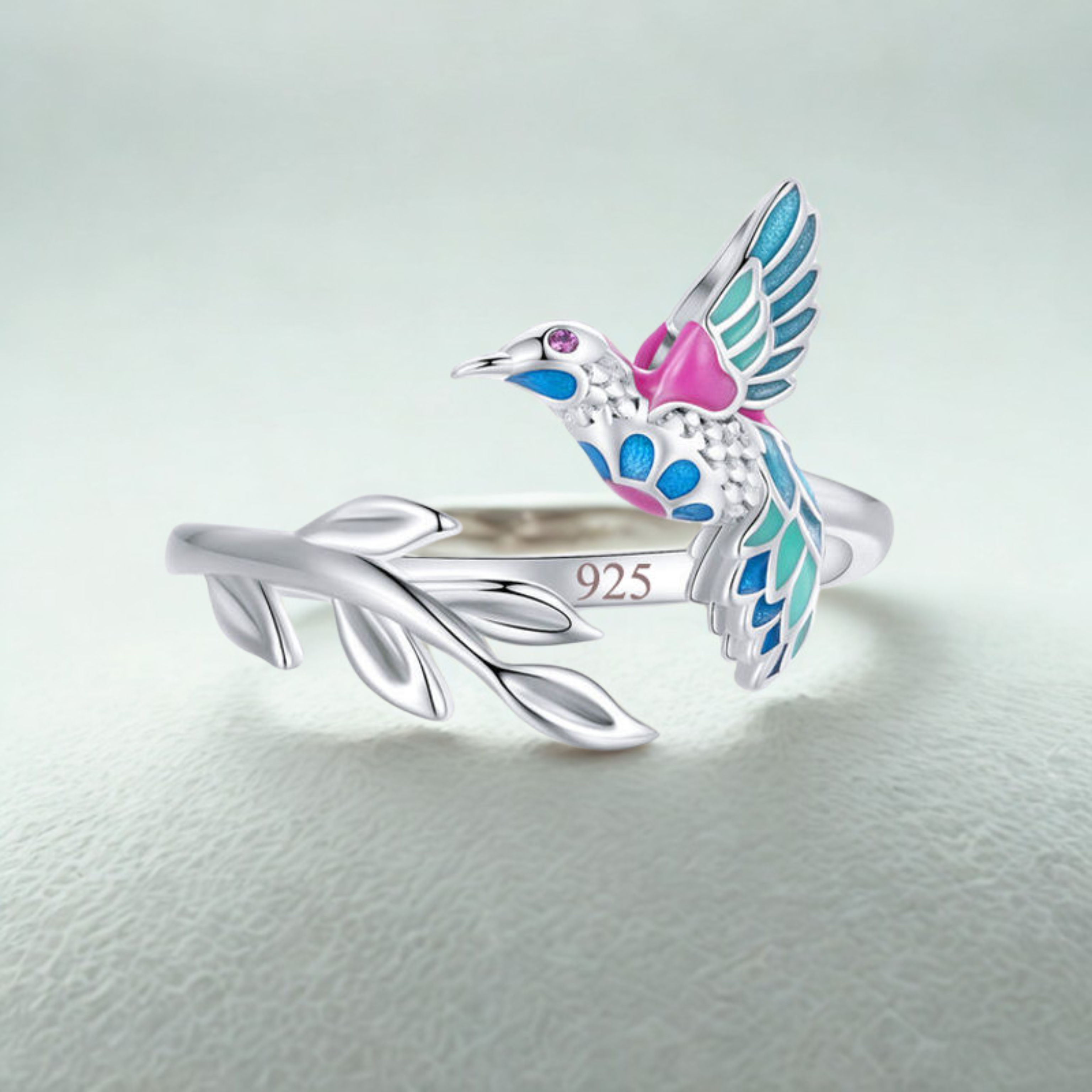 925 Sterling Silver Kingfisher Open Ring