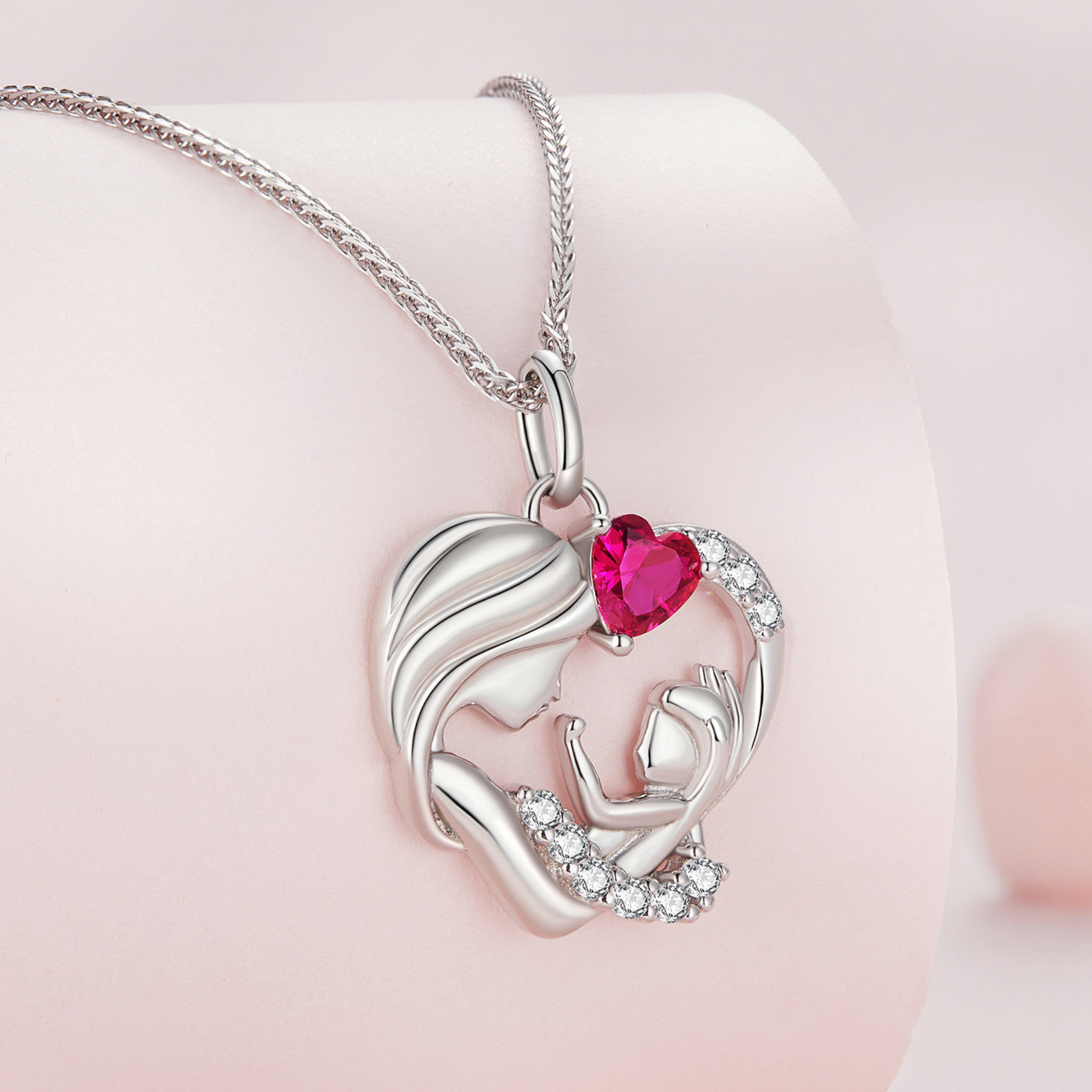 925 Sterling Silver Mother and Child Necklace