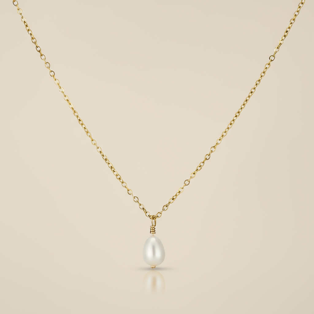 925 Sterling Silver Necklace with Freshwater Rice Pearl Pendant
