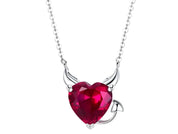 925 Sterling Silver Red Zircon Little Devil Necklace