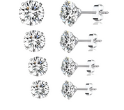 925 Sterling Silver Round CZ Earrings