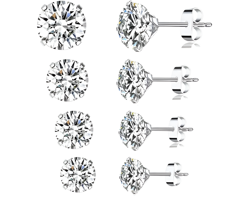 925 Sterling Silver Round CZ Earrings