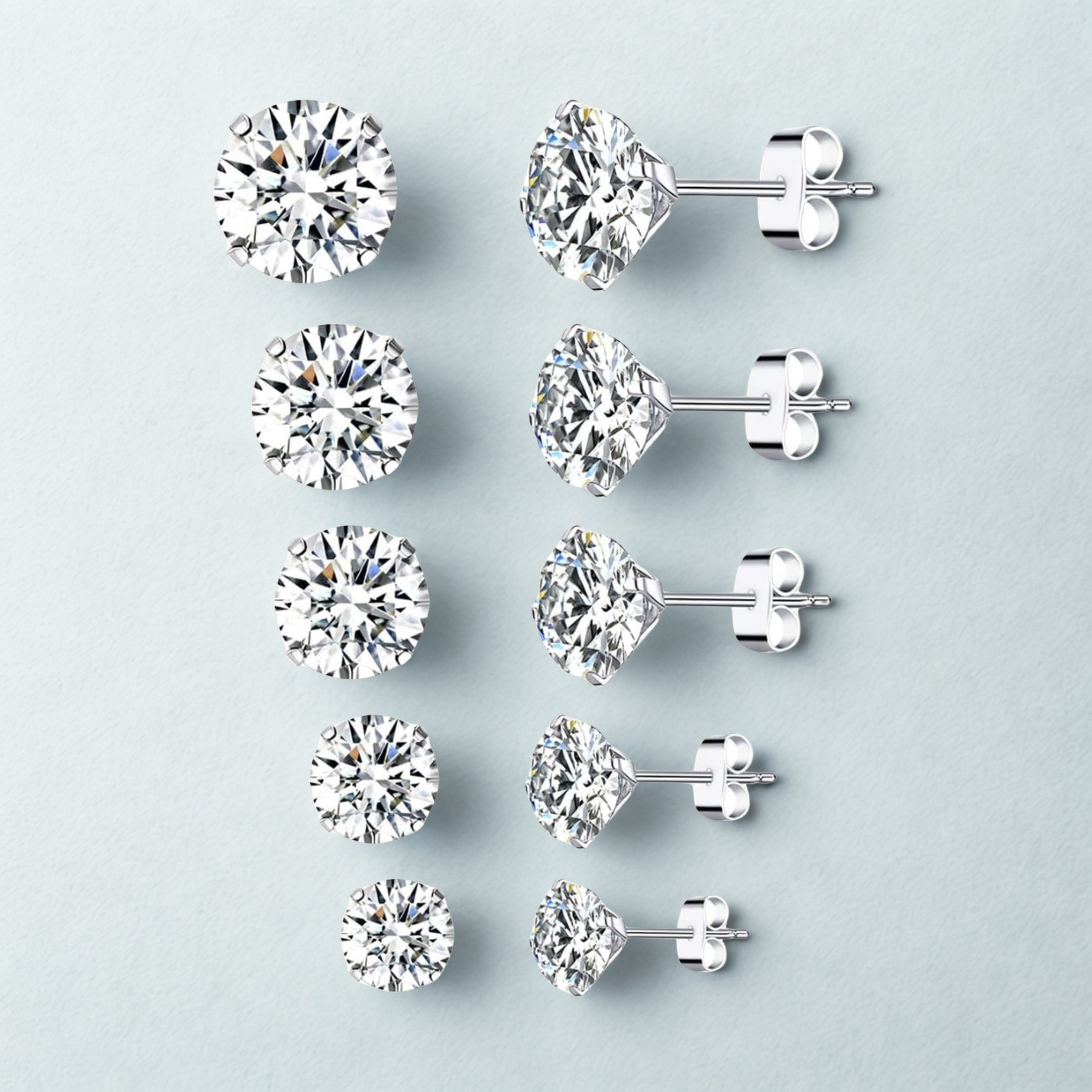 925 Sterling Silver Round CZ Earrings