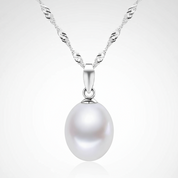 925 Sterling Silver White Rice Pearl Pendant Necklace