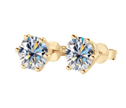 925 Silver 8MM 2CT Moissanite Stud Diamond Earrings