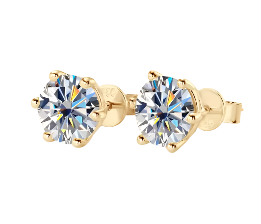 925 Silver 8MM 2CT Moissanite Stud Diamond Earrings