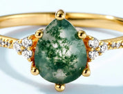 925 Silver Moss Agate ring