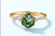925 Silver Moss Agate ring