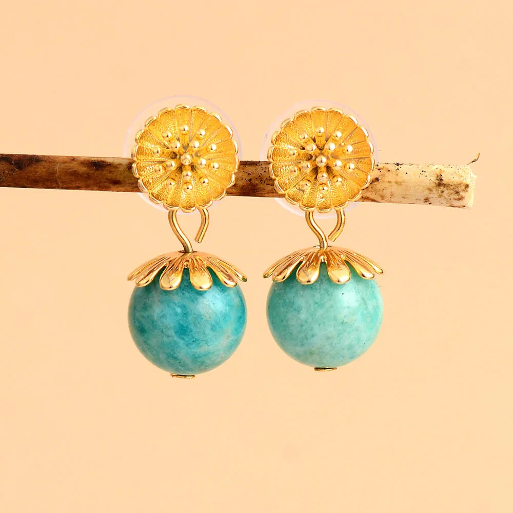 Amazonite Daisy Drop Earrings