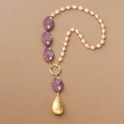 Amethyst Natural Pink Pearl Necklace