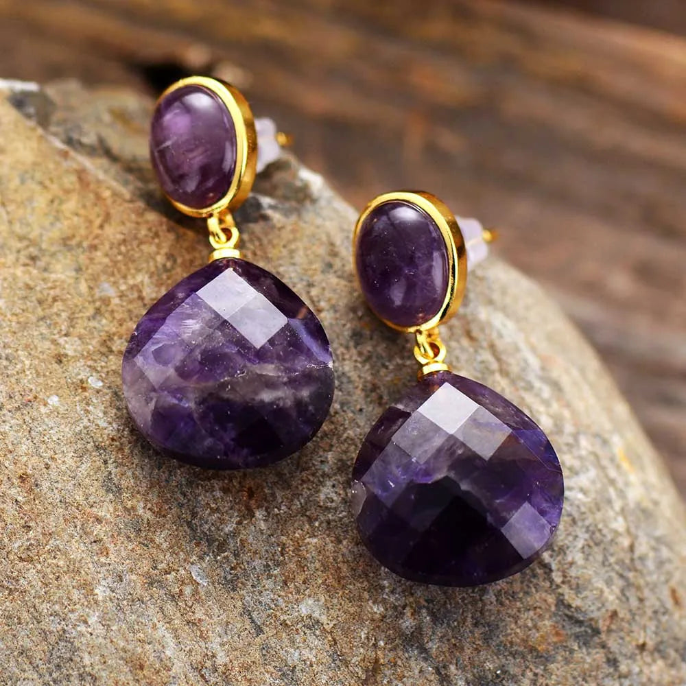 Amethyst Teardrop Drop Earrings