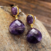 Amethyst Teardrop Drop Earrings