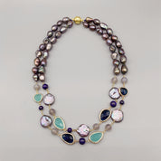 Aqua Blue Quartz & Lapis Necklace