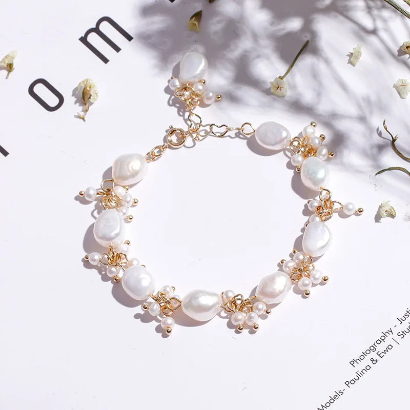 Baroque Pearl Gold Charm Bracelet