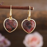Natural Gemstone Heart Shaped Earrings