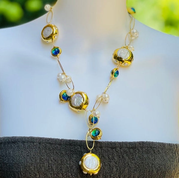 Fresh water pearl charm necklace