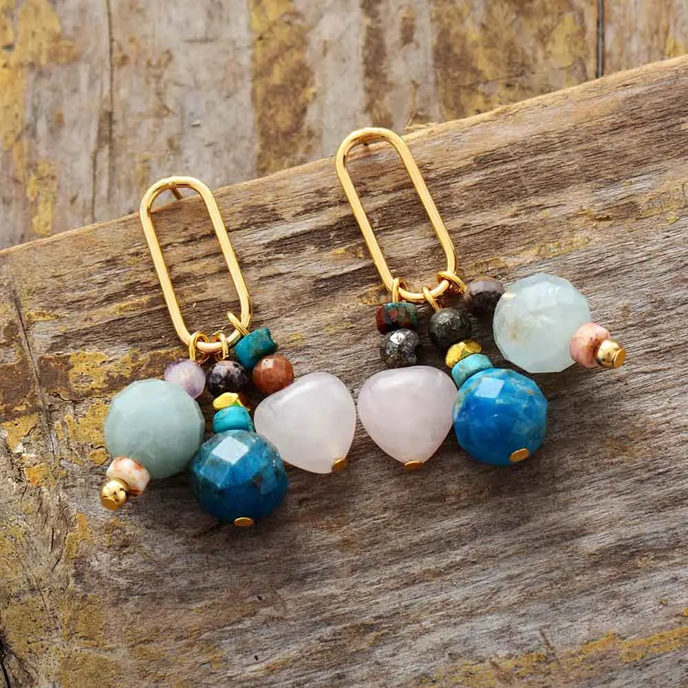 Geometric Natural Stone Drop Earrings
