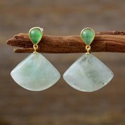 Geometric Quartz Fan-Shaped Stud Earrings