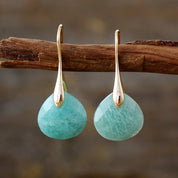 Gold Plated Stone Waterdrop Earrings