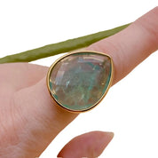Green Fluorite & Purple Amethyst Teardrop Rings