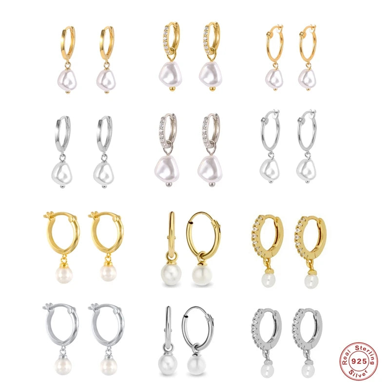 925 Silver Pearl Dangle Earrings