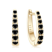 Factory Wholesale Moissanite Huggie Earrings 925 Sterling Silver Diamond Stud Earrings D Shape White Black Hoop Clip Earrings